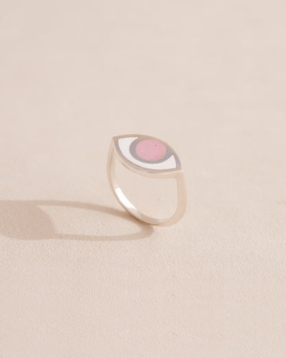 Anillo Third Eye - Porcelana - Oro amarillo de 14 quilates