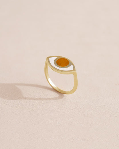 Third Eye ring - Mookaite - 14K Yellow Gold