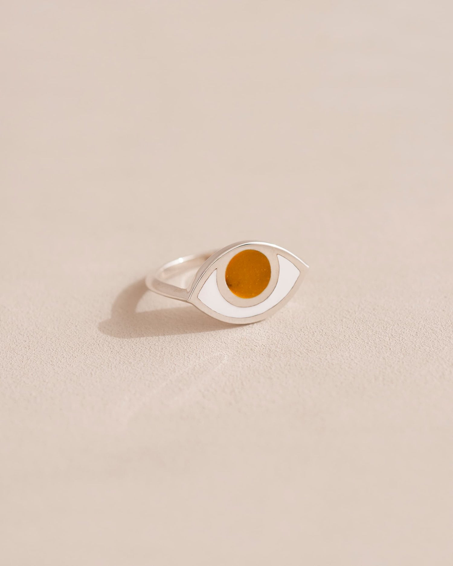 Anillo Third Eye - Porcelana - Oro amarillo de 14 quilates