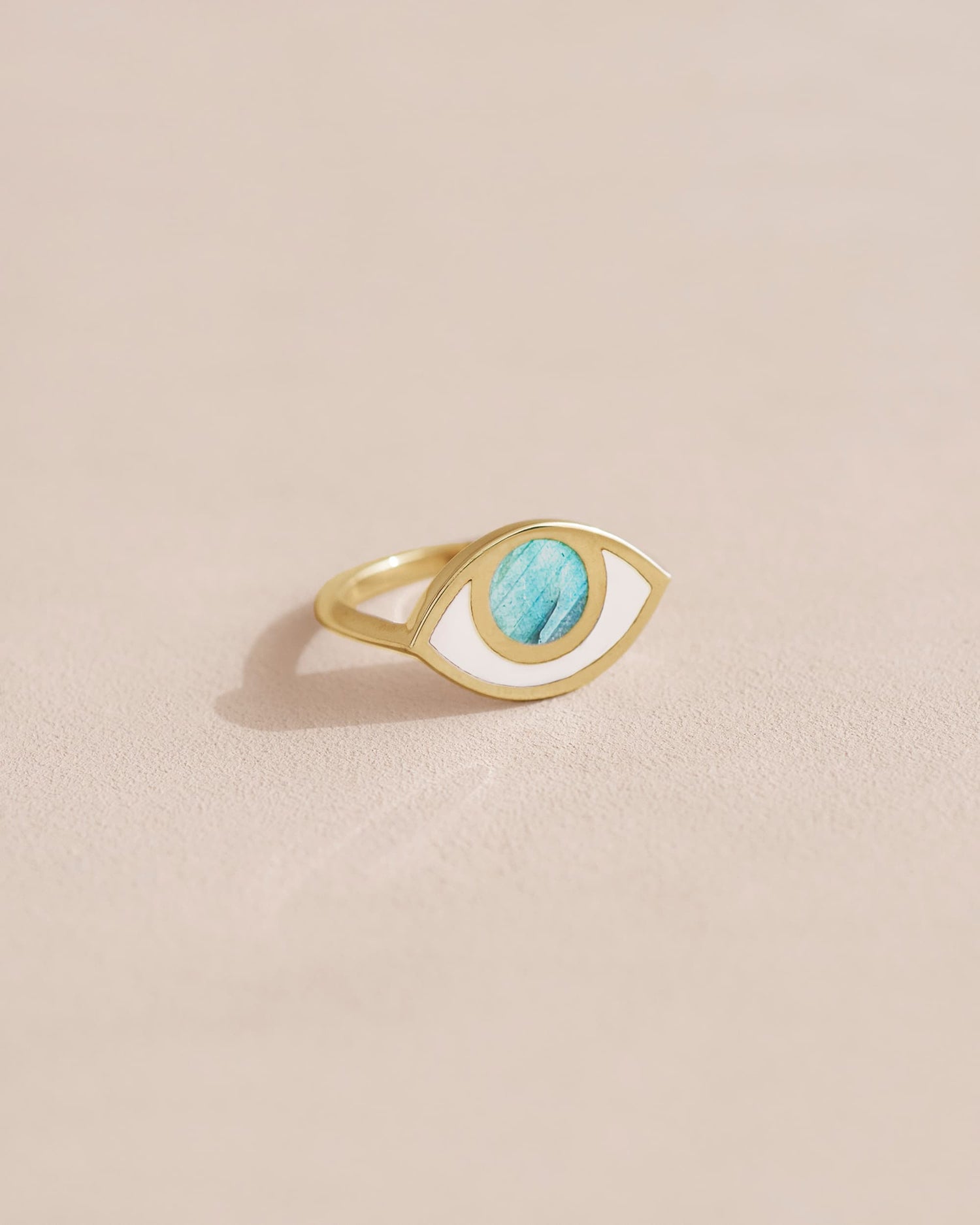 Anillo Third Eye - Porcelana - Oro amarillo de 14 quilates