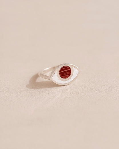 Anillo Third Eye - Porcelana - Oro amarillo de 14 quilates