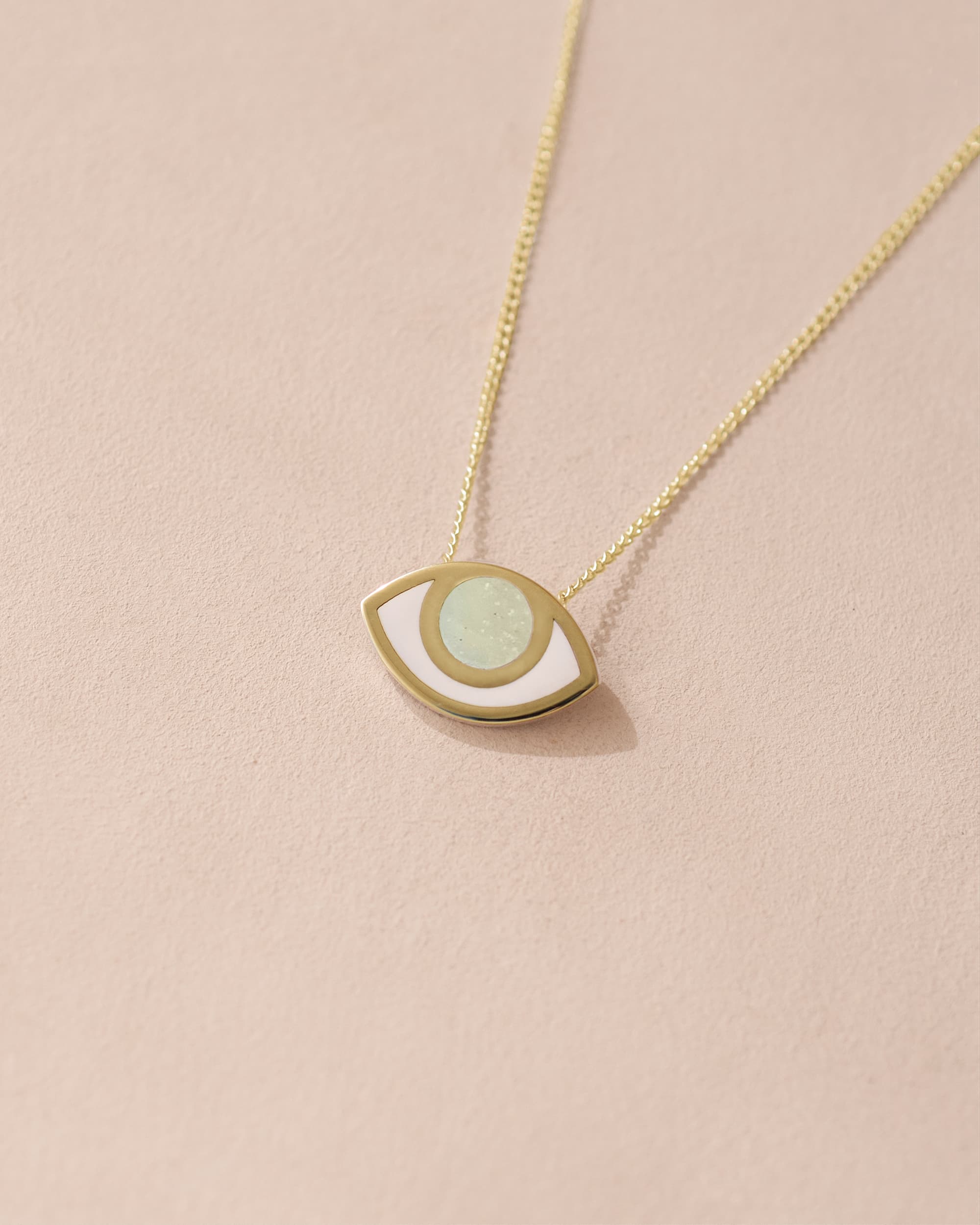 Third Eye pendant - UV Glow Opal - 14K Yellow Gold