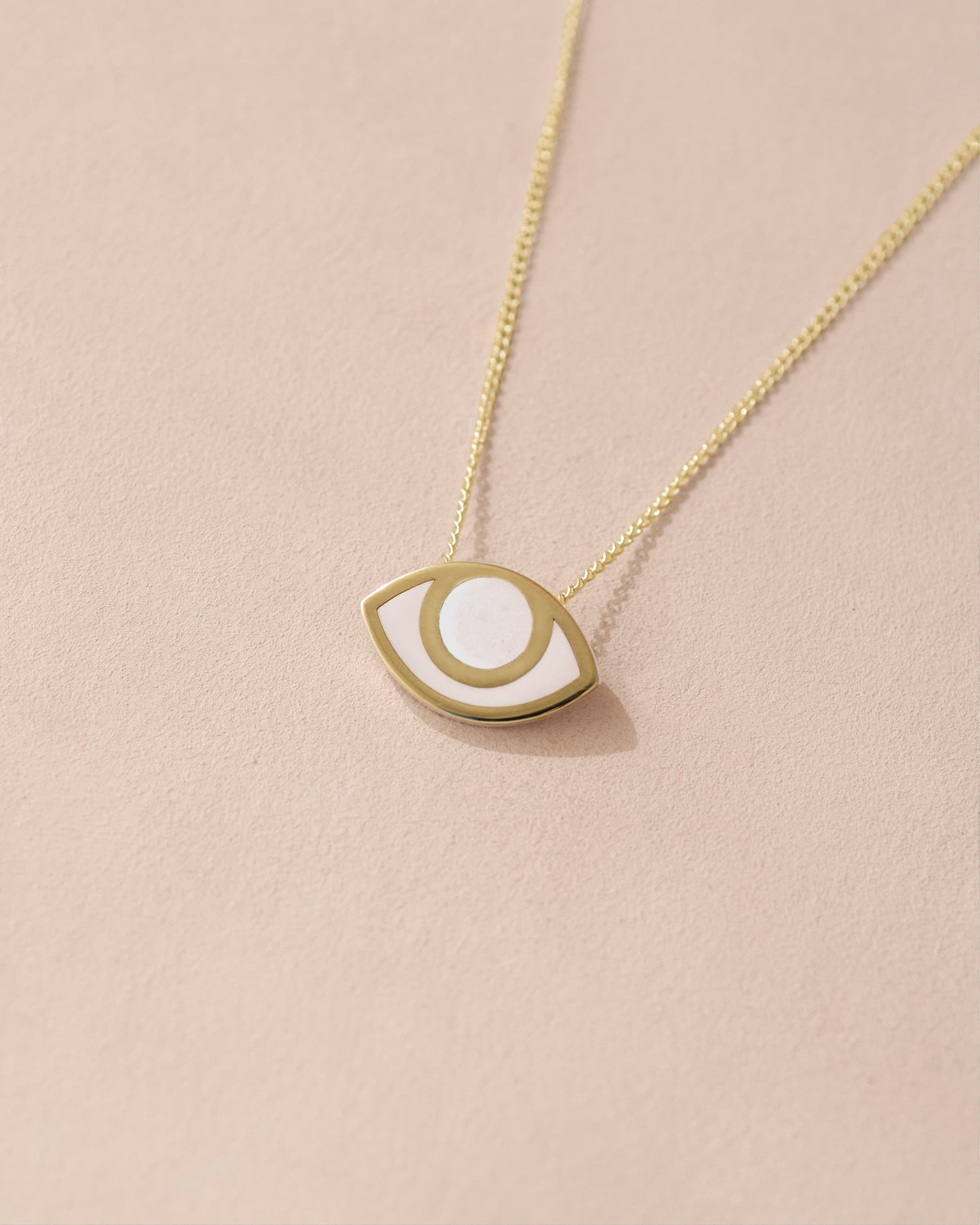 Third Eye pendant - Porcelain - 14K Yellow Gold