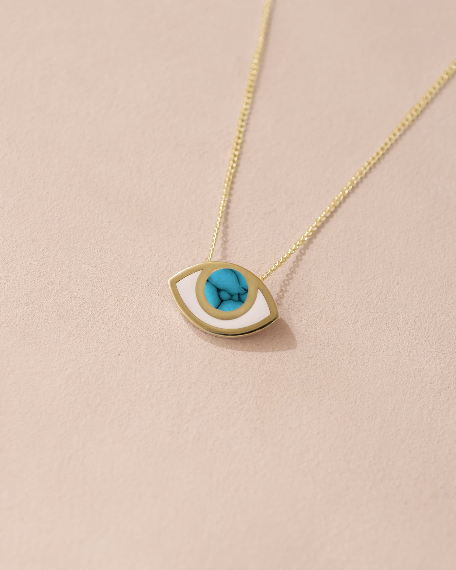 Third Eye pendant - Turquoise - 14K Yellow Gold