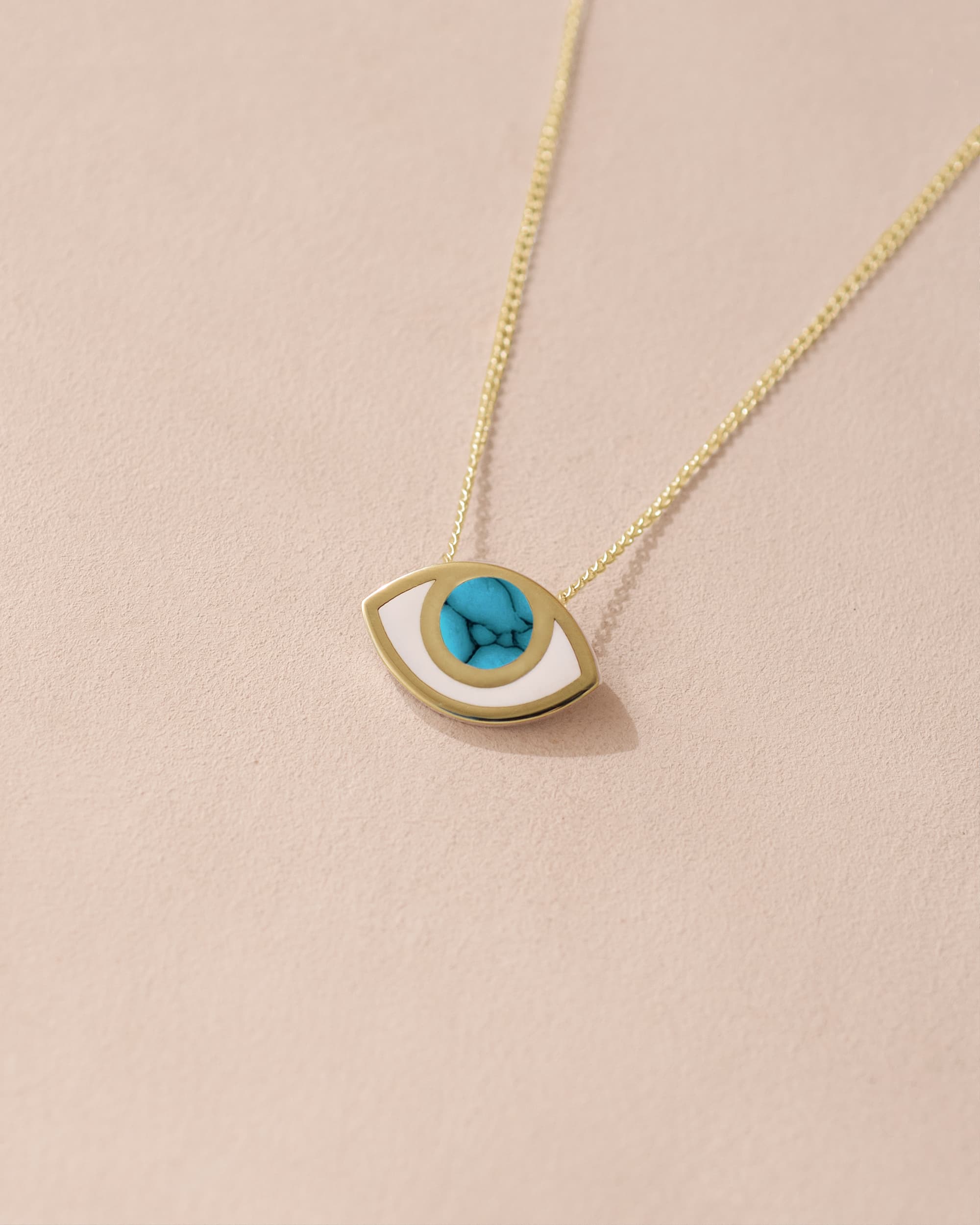 Third Eye pendant - Turquoise - 14K Yellow Gold