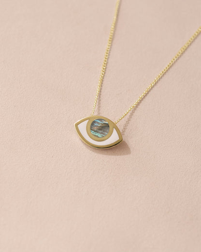 Third Eye pendant - Labradorite - 14K Yellow Gold