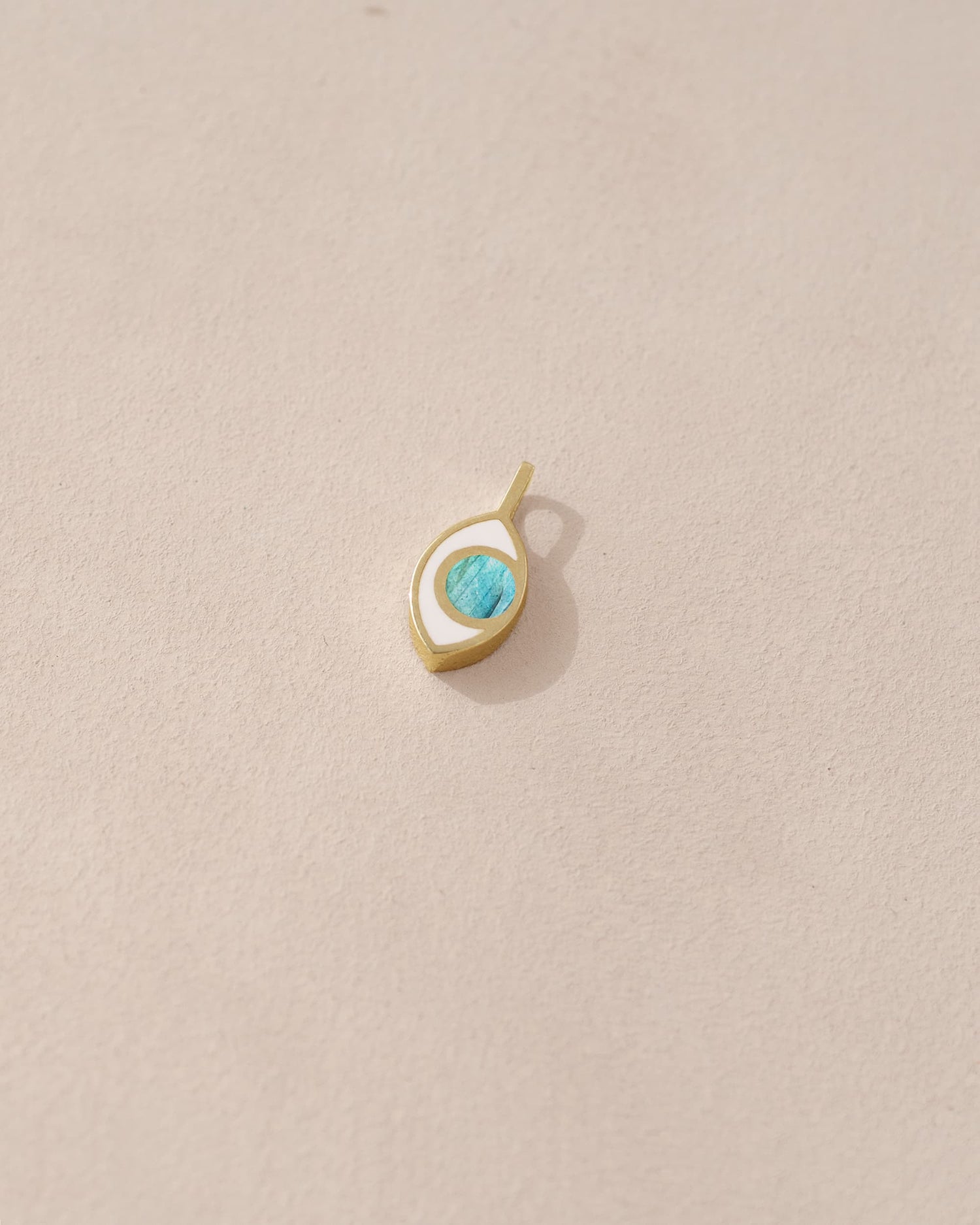 Third Eye charm - Labradorite - 14K Yellow Gold