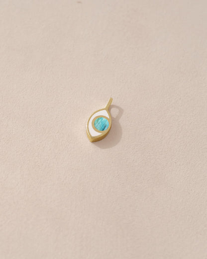 Third Eye charm - Labradorite - 14K Yellow Gold