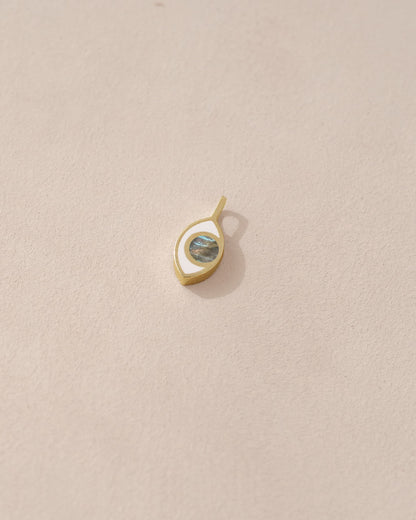 Third Eye charm - Labradorite - 14K Yellow Gold