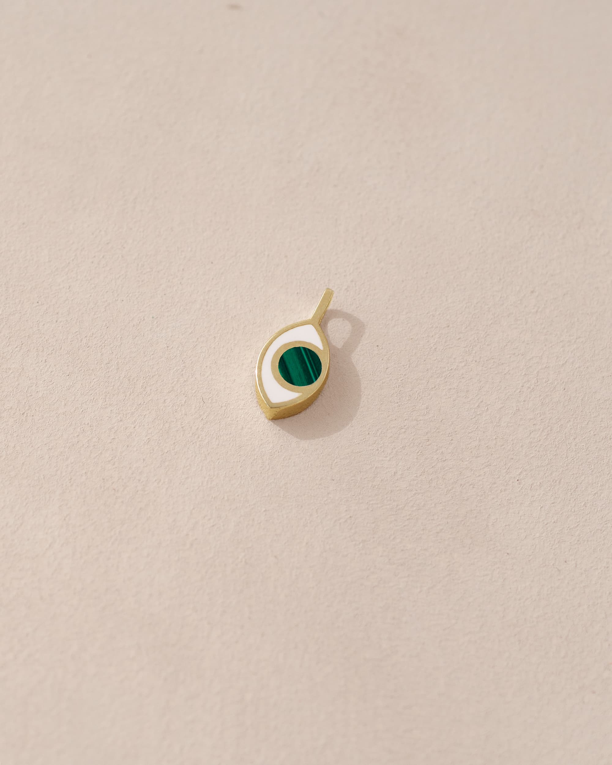 Third Eye charm - Malachite - 14K Yellow Gold